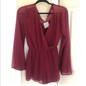 South boutique crimson red romper long sleeved